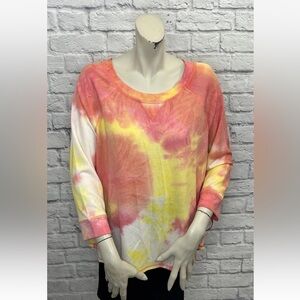 RUBY RD. MULTI COLOR TIE DYE PRINT 3/4 SLEEVE SWEATER SIZE M
